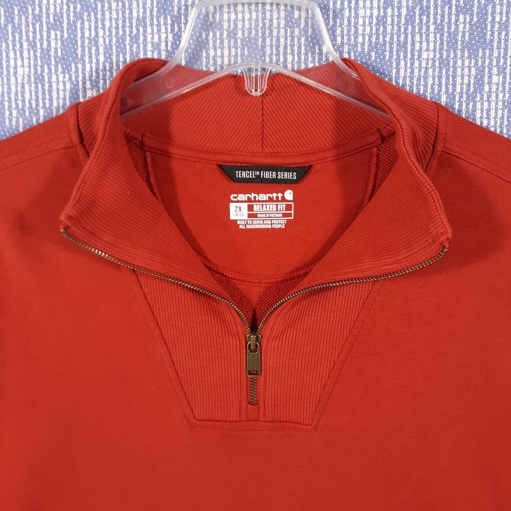Carhartt Sweater Womens 2X Tencel Fiber Series Burnt Orange 1/4 Zip - Picture 2 of 10